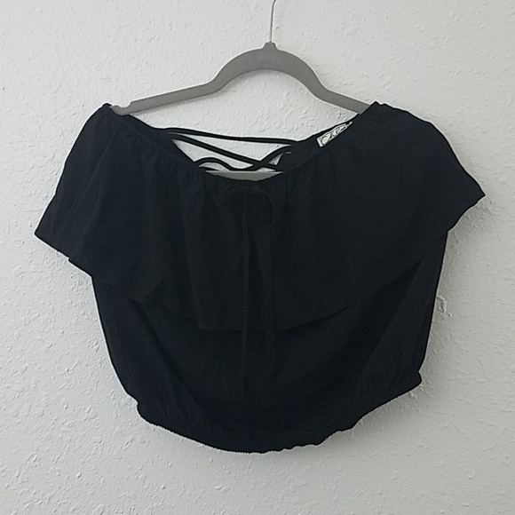 𝅺chloe K black flutter tube blouse Medium strappy - Picture 1 of 3